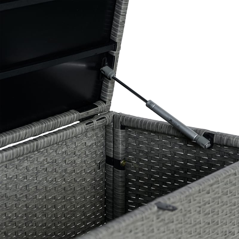 happimess Nino 47.24" Modern Minimalist Outdoor Faux Wicker Deck and Patio Storage Box