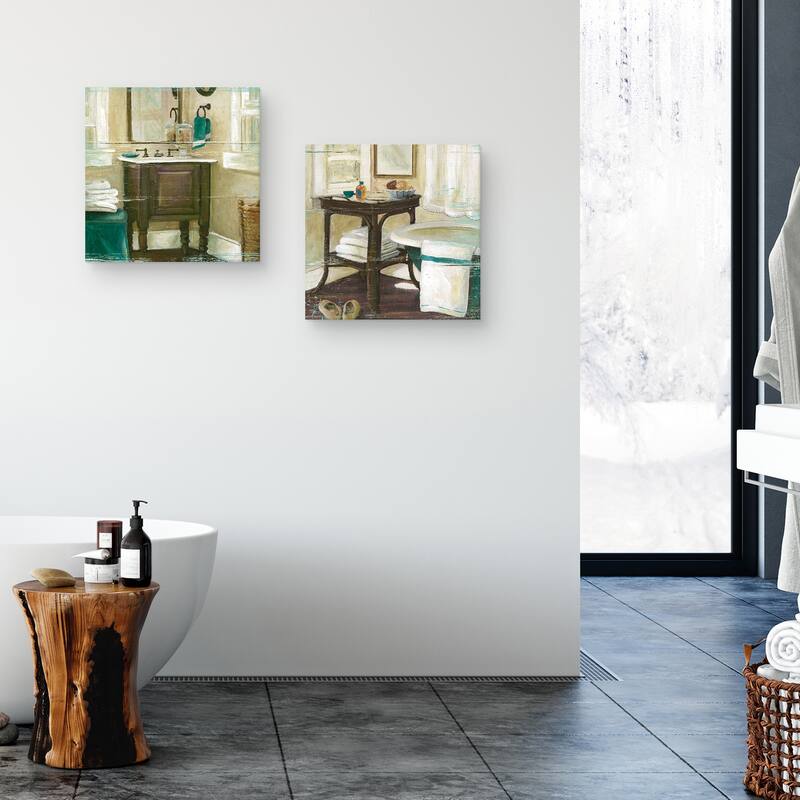 Shiplap Bath by Carol Robinson S/2 by Carol Robinson Canvas Art Prints