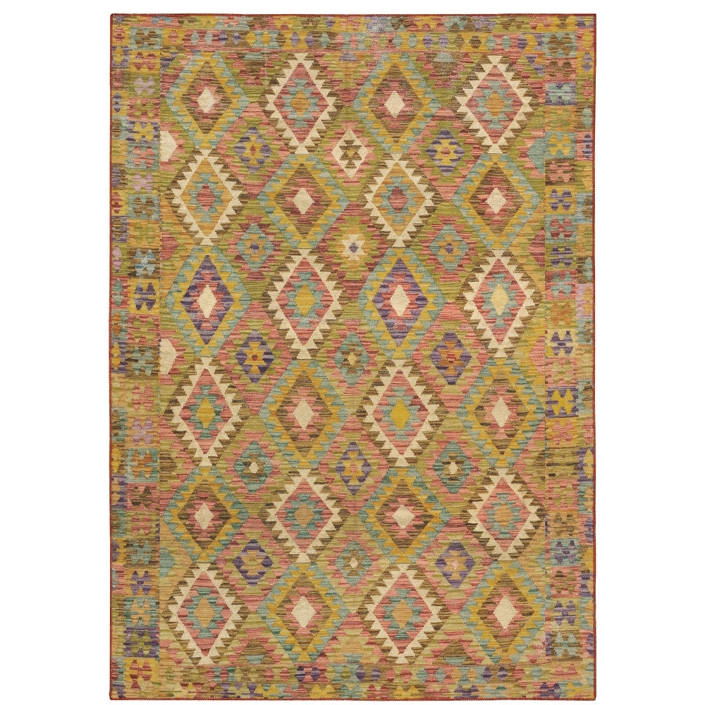 Vista Home Marissa Washable Tribal Inspired Gold/ Multi Indoor Area Rug Mat