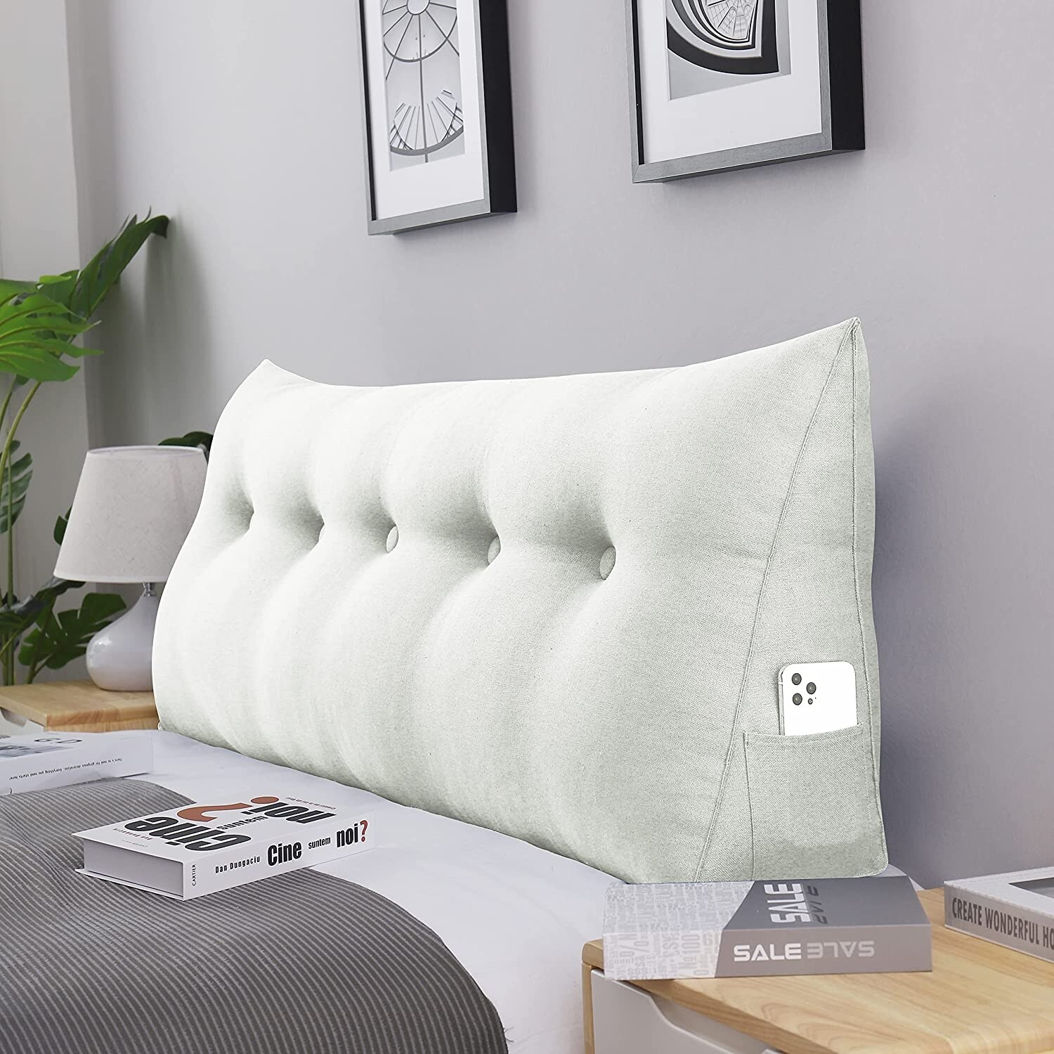 Strip Velvet Triangle Wedge Pillow Reading Backrest Cushion Sofa Headboard 