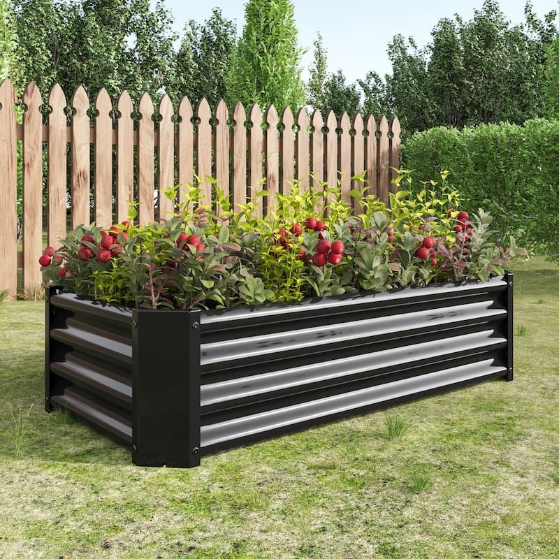 4x2x1ft Metal Raised Garden Bed, Rectangle Raised Planter
