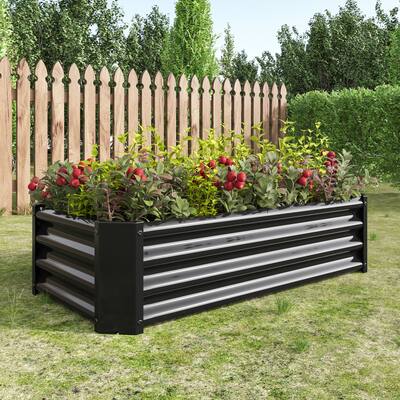 4x2x1ft Metal Raised Garden Bed, Rectangle Raised Planter
