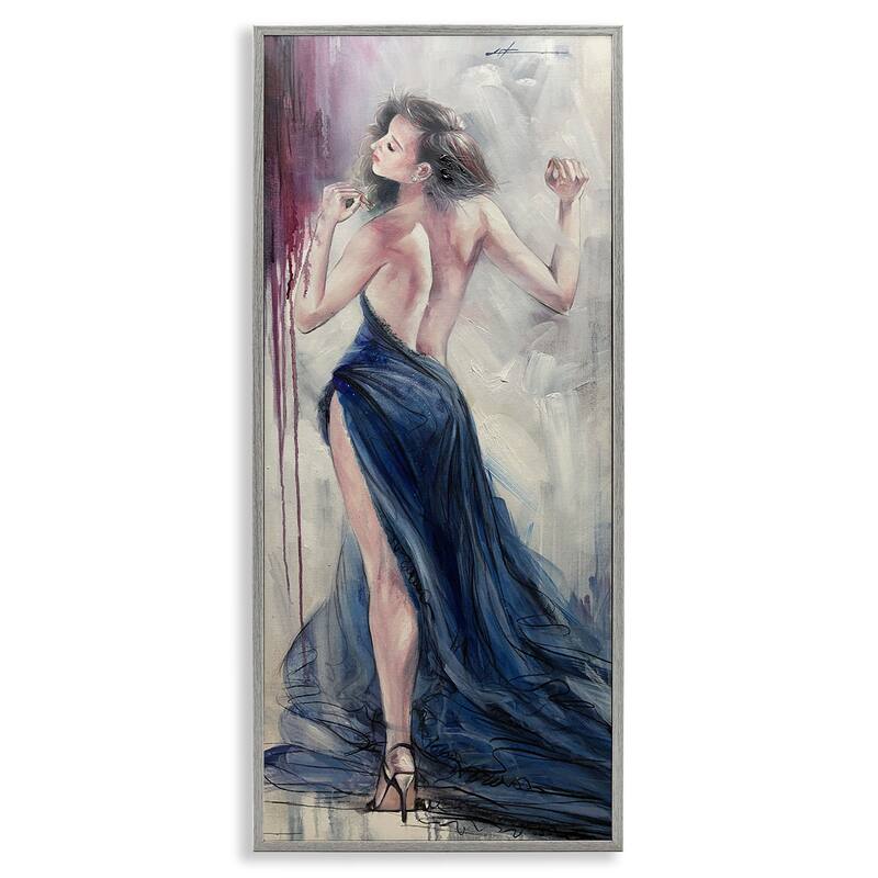 Stupell Trendy Elegance Visage Framed Giclee Art Design By Lucille Lee - 13 x 30 - Grey