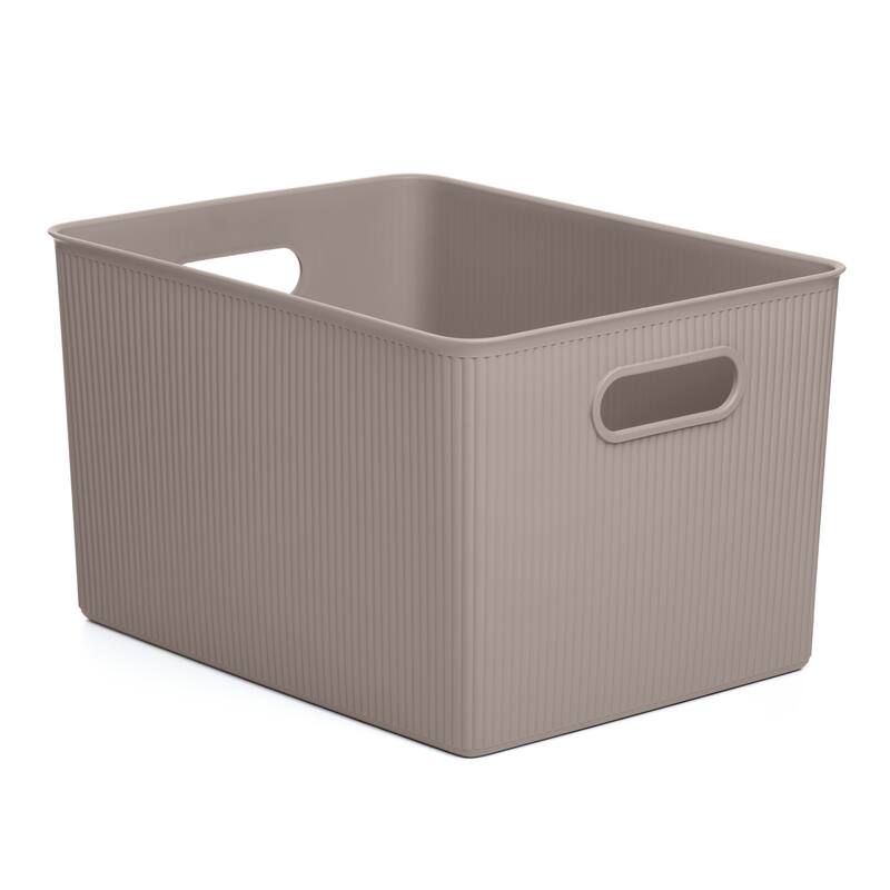 22 L Ribbed Storage Bin - Taupe