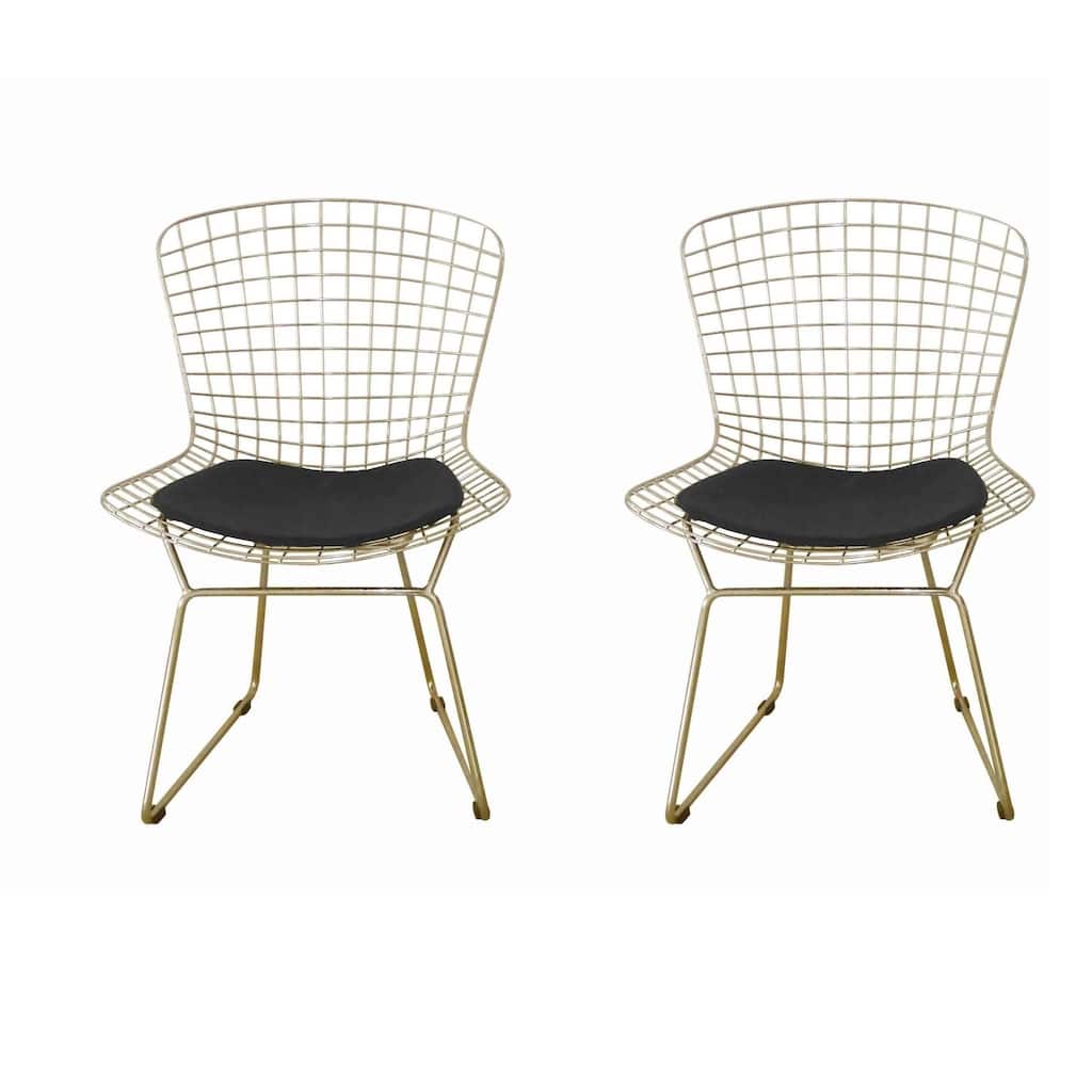 Gold and White/Black Faux Leather Upholstered Metal Frame Dining Chair, Set of 2, Sturdy Dining Chair for Dining Rooms - 19.5