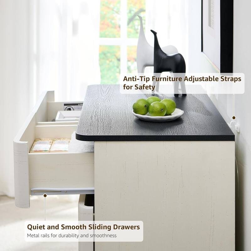 Modern 6 Drawer Dresser for Bedroom, Handle-less Wooden Dressers