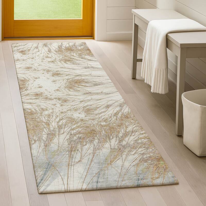 Machine Washable Indoor/ Outdoor Modern Cheraw Chantille Rug