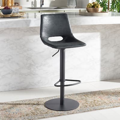 SAFAVIEH Myrtice Gas Lift Adjustable Bar Stool - 19 In. W x 17 In. D x 34-44 In. H - 19Wx17Dx44H