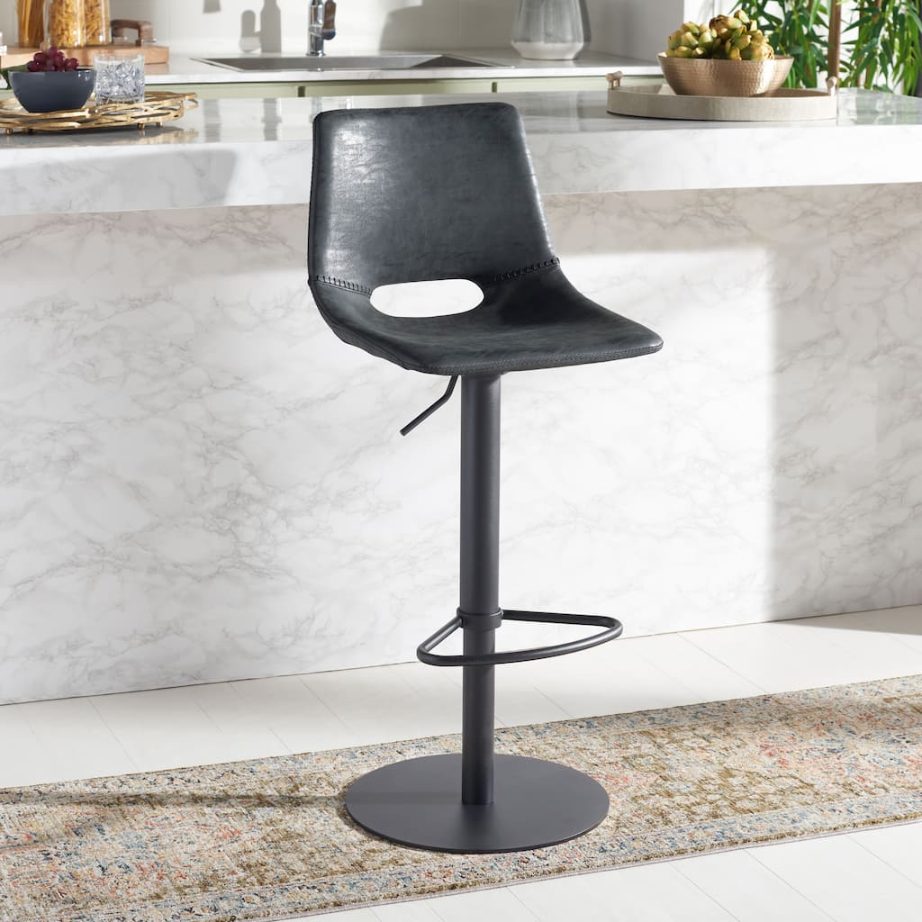 SAFAVIEH Myrtice Gas Lift Adjustable Bar Stool - 19 In. W x 17 In. D x 34-44 In. H - 19Wx17Dx44H
