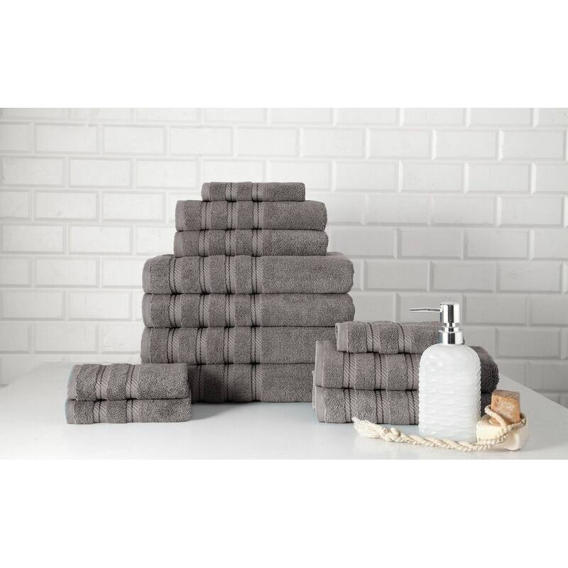 Antalya Hotel Collection Turkish Cotton Bathroom Towel 12 Pc Family Set