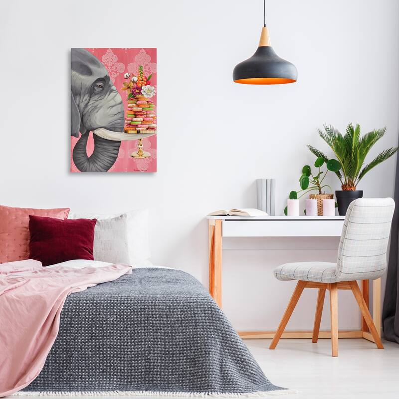 Stupell Elephant & Stacked Desserts Canvas Wall Art Design By Heather Gauthier