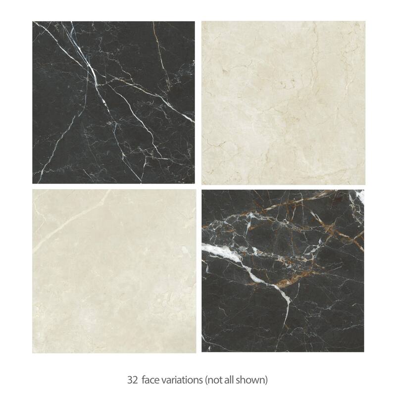 Merola Tile Reve Checker Beige with Noir 23-1/2" x 23-1/2" Porcelain Floor and Wall Tile