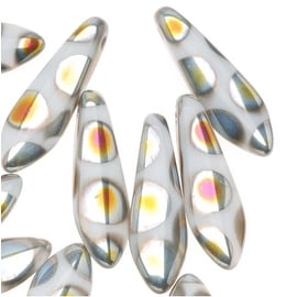 Vitrail Red//White 25 5 x 8 mm Trumpet Flower Glass Beads
