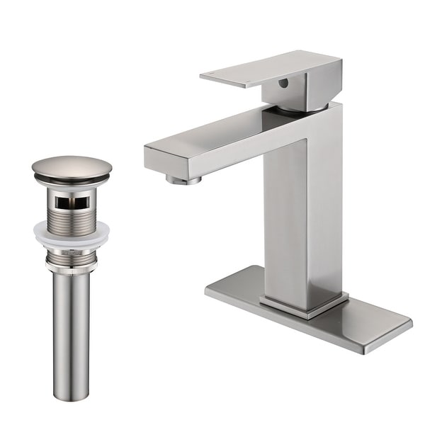 PROOX Single Bathroom Sink Faucet with Drain Assembly - On