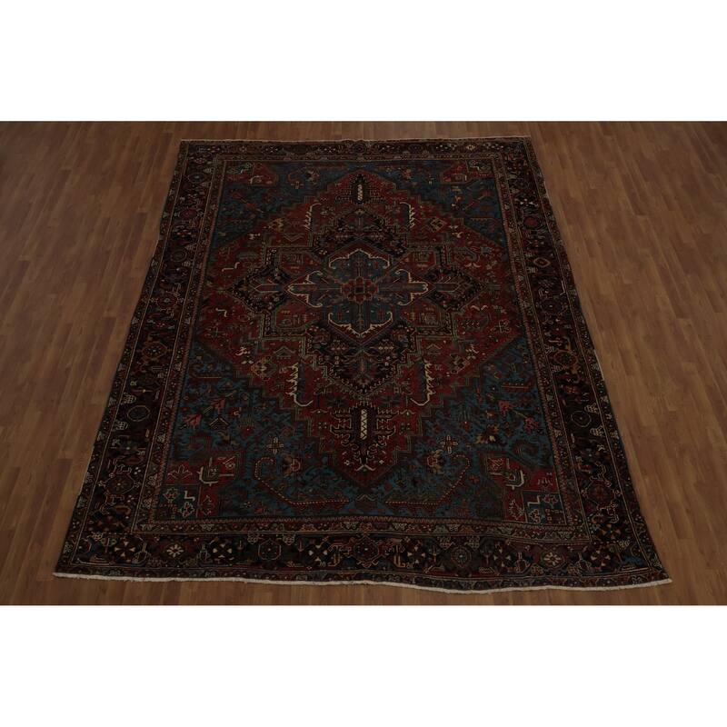 Hand Knotted Oriental 100% Wool Carpet Traditional Medallion Red Heriz (serapi) Area Rug - 11' 8'' X 9' 0''