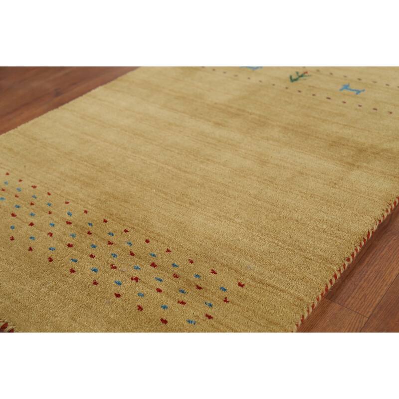 Tribal Yellow Gabbeh Indian Runner Rug Handmade Wool Carpet - 2'4"x 9'9"