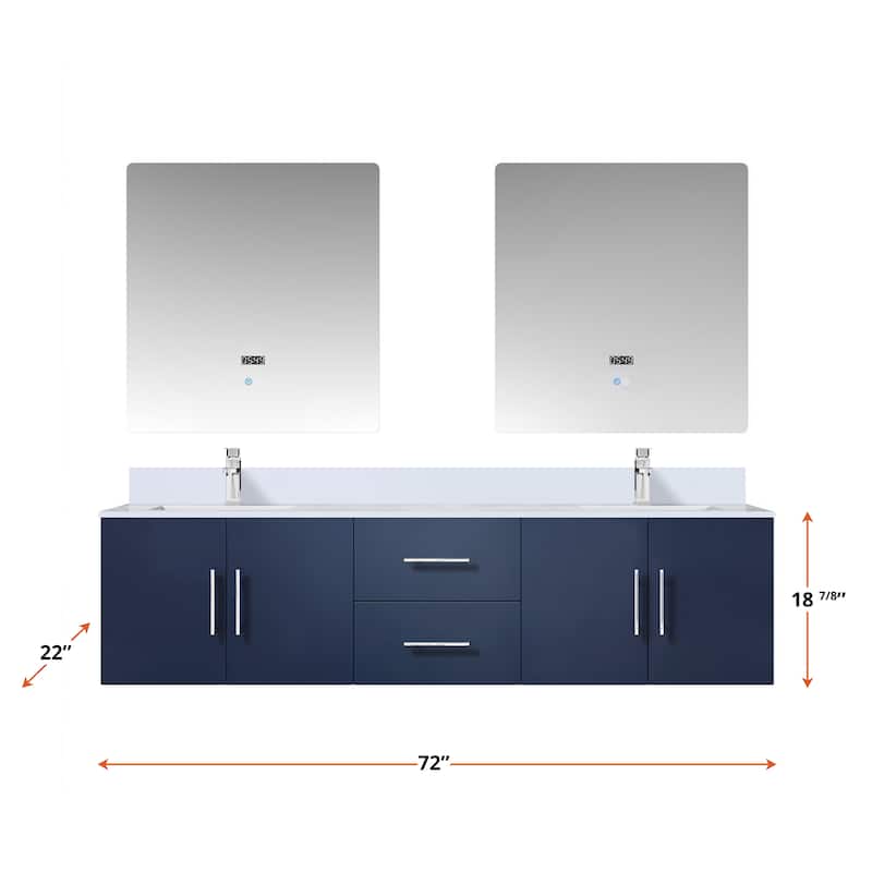 Geneva 72 in. W x 22 in. D Dark Grey Double Bath Vanity and Cultured Marble Top