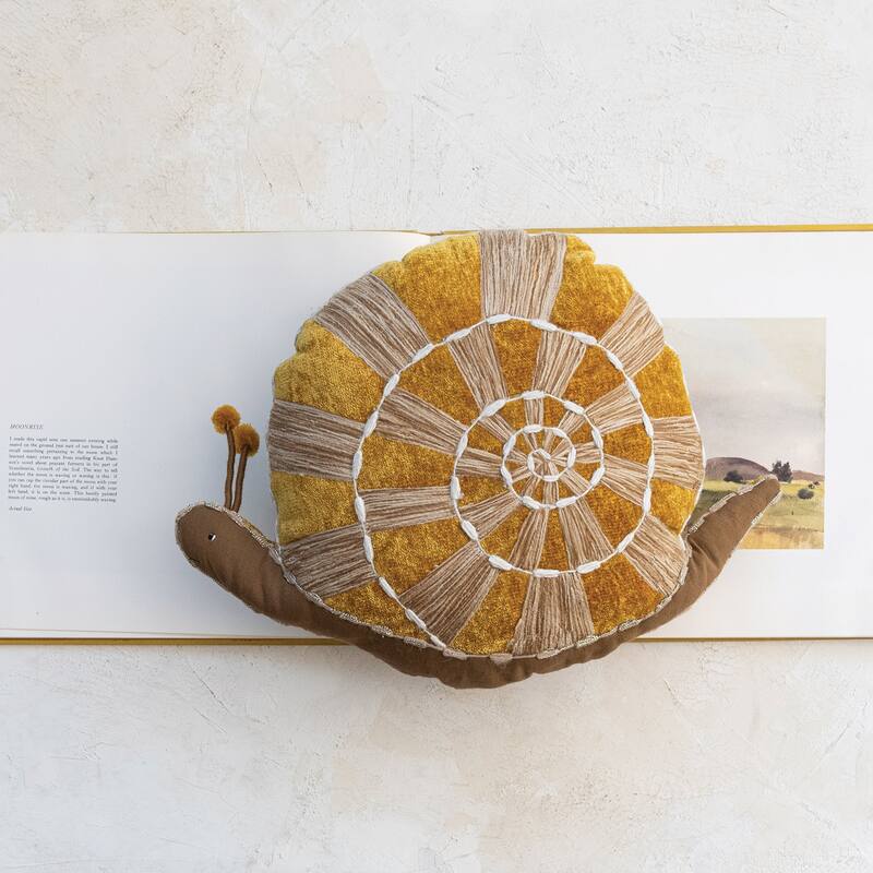 Hand-Woven Fabric Indoor/Outdoor Snail Shaped Pillow - 17.8"L x 4.0"W x 14.0"H