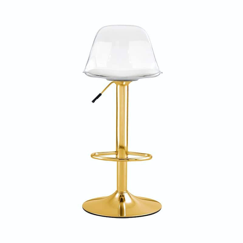 Adjustable Height Bar Stools with 360° Rotation, PET Backrest & PU Seats - Set of 2