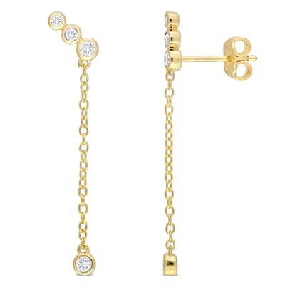 Miadora 1/5ct TW Lab Created Diamond Drop Earrings 18k Yellow Gold Plated Sterling Silver