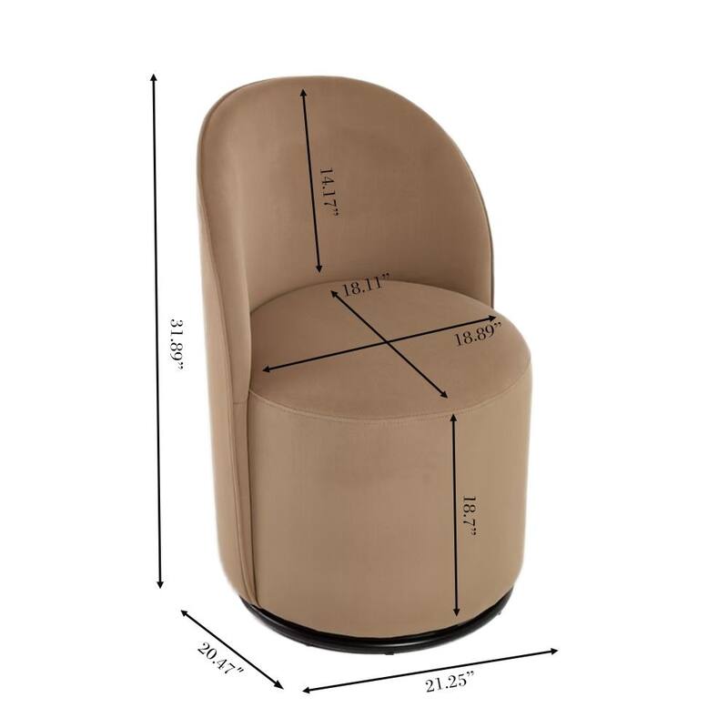 Modern 360 Degree Swivel Bucket Velvet Dining Chair with Metal Base, Plastic Feet for Kitchen Dining Room Living Room Bedroom