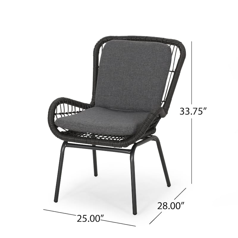 Wicker Club Chairs Set of 2, Patio Chair with Cushions, Metal Legs