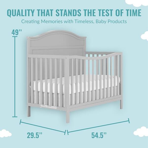 Dream On Me Grace 5 in 1 Convertible Crib - Pebble Grey