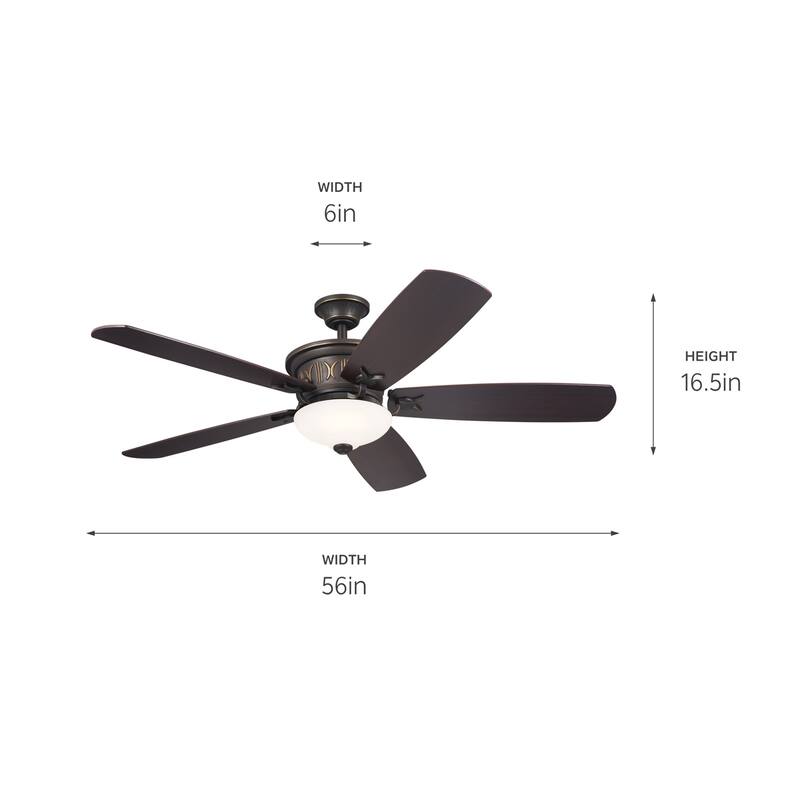 Kichler Lighting Crescent 56 inch Integrated LED Indoor Olde Bronze Ceiling Fan