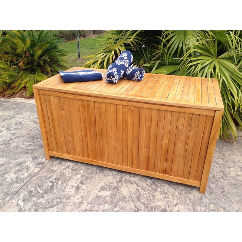 Chic Teak Santa Barbara Pool and Deck Storage Teak Wood Cushion Box