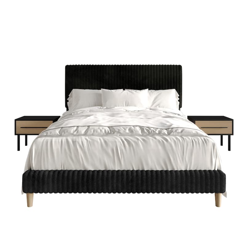 CraftPorch Minimalist 3-Pieces Bedroom Set - Dark Grey - Full