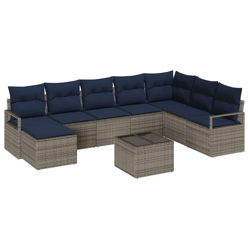 vidaXL 9 Piece Garden Sofa Set with Cushions - 113×69.7×27.2