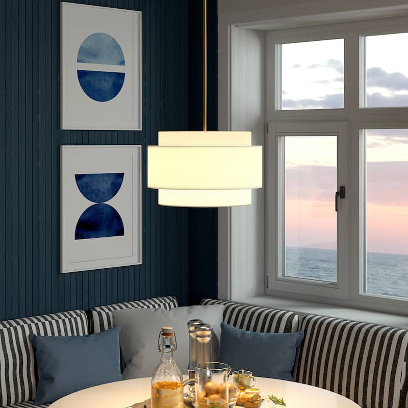 Solomon 16" Wide 2-Light Pendant with Tiered Fabric Shade - 16" Wide