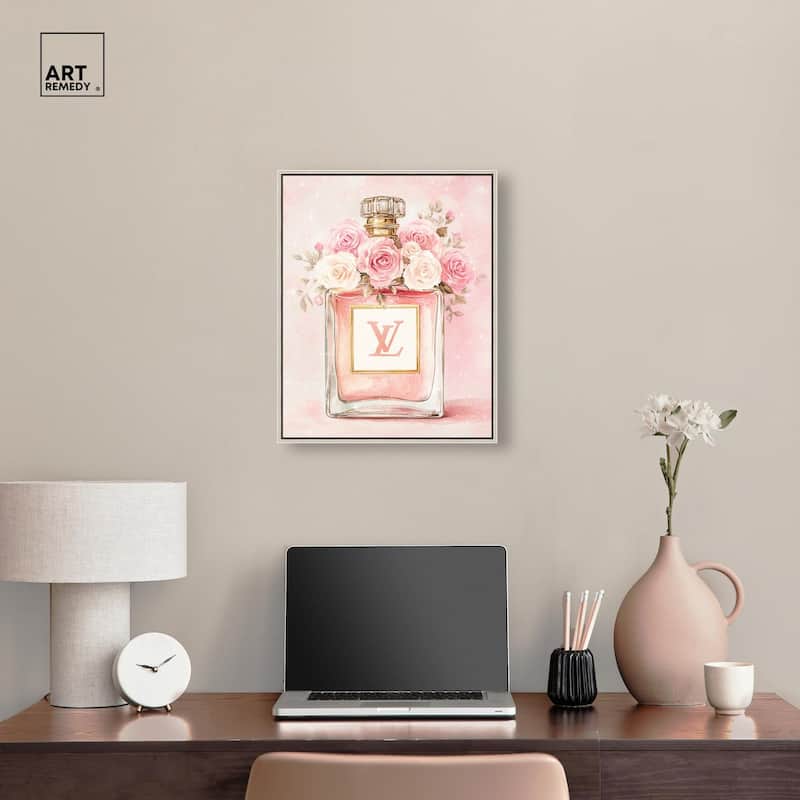 Delicate Floral Perfume Blush Canvas by Art Remedy