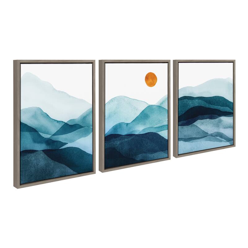 Kate and Laurel Sylvie Mountain Range Framed Canvas by Amy Lighthall