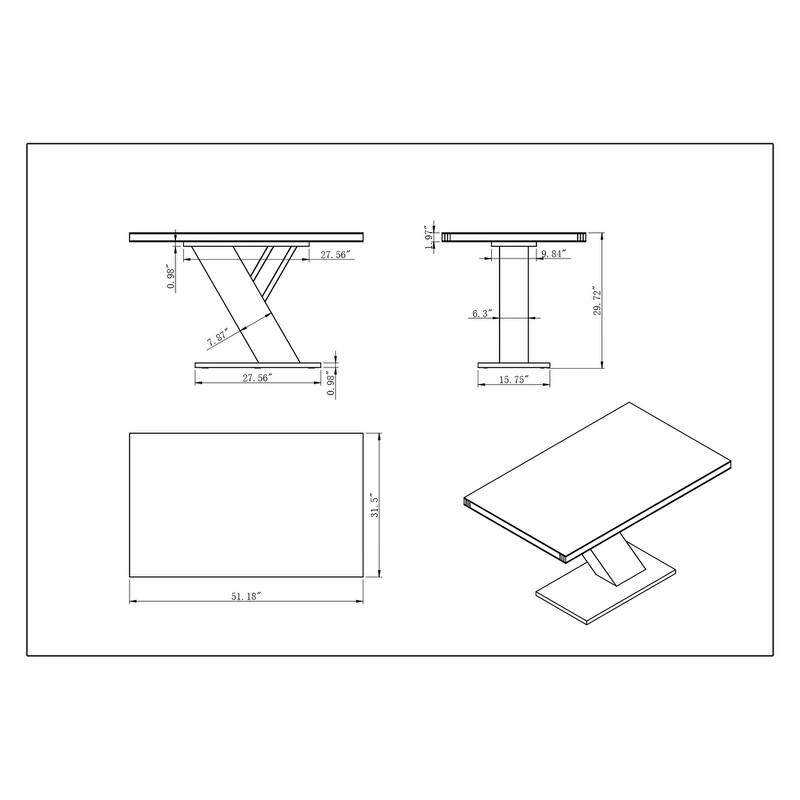 Somette Leah Glossy White/ Chrome Dining Table - 51.18 x 31.5 x 29.72