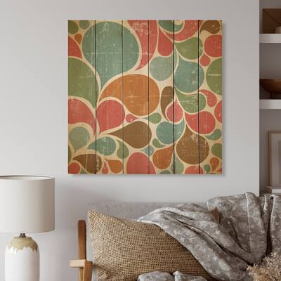 Designart 'Colorful Abstract Retro Pattern' Modern Wood Wall Art Panels - Natural Pine Wood