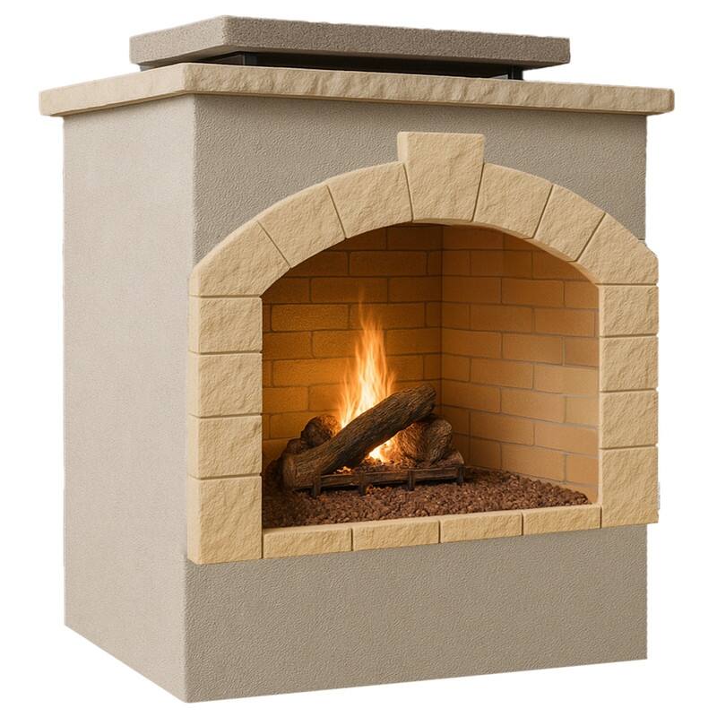 48 in. Tile and Stucco Propane Gas Outdoor Fireplace