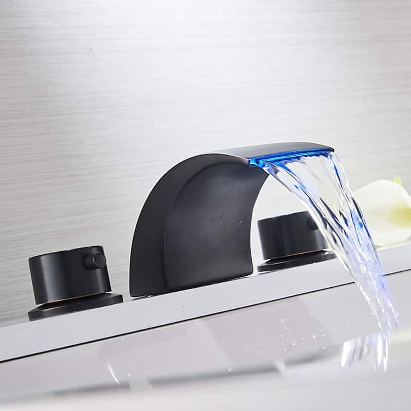 Modern 2-Handle Black/ Chrome Waterfall Bathroom Sink Faucet