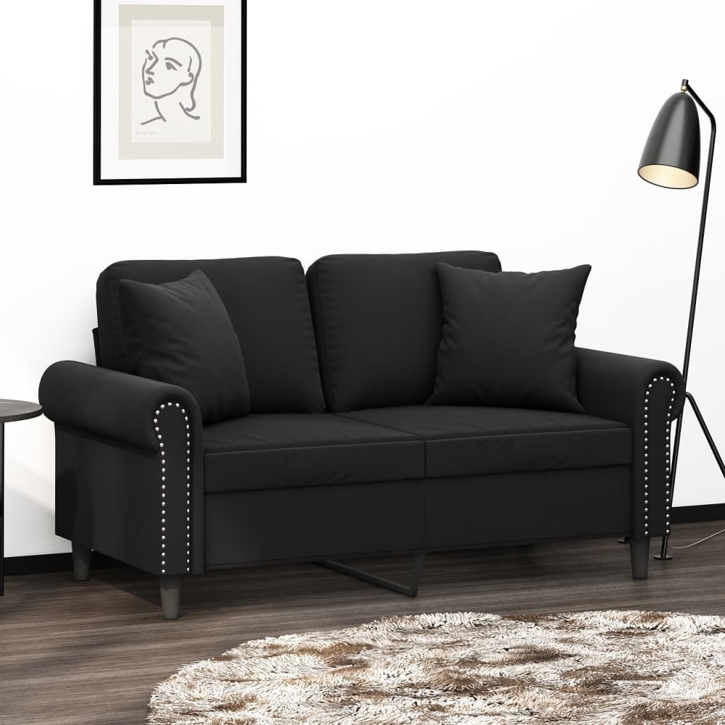 vidaXL 2-seater Sofa Black Velvet (100% polyester), Metal, Textilene - 59.8 x 59.8 x 31.5 in
