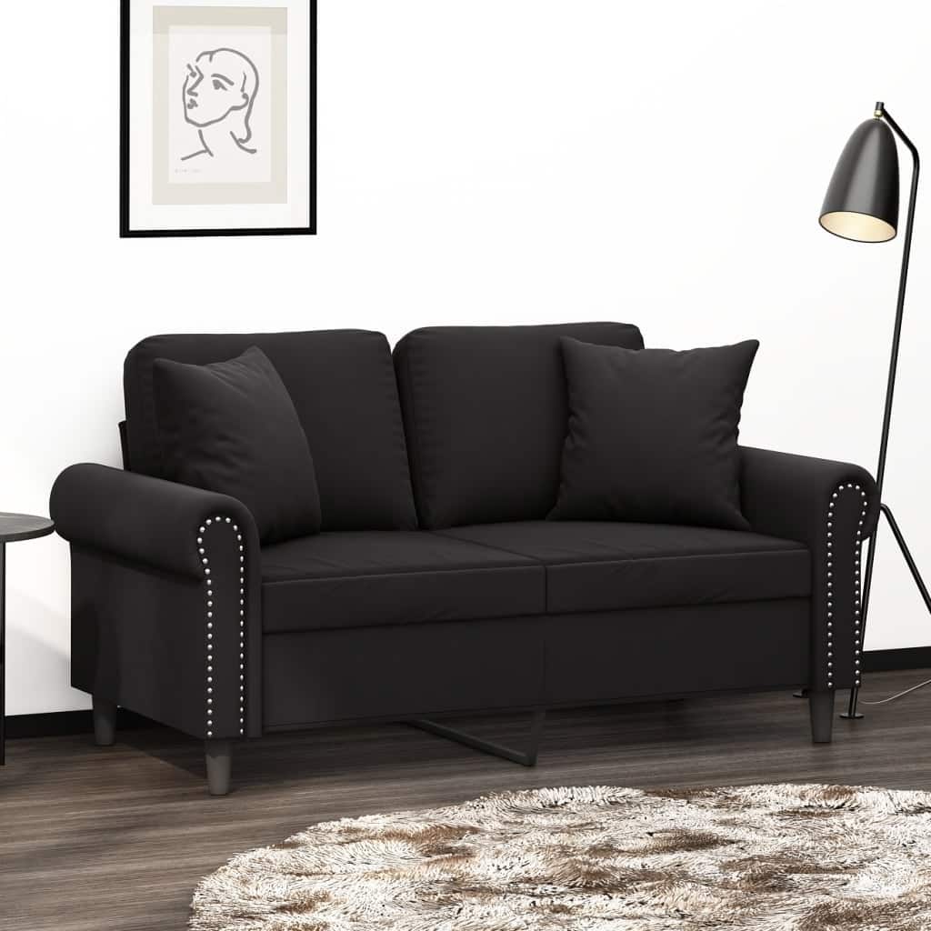 vidaXL 2-seater Sofa Black Velvet (100% polyester), Metal, Textilene - 59.8 x 59.8 x 31.5 in