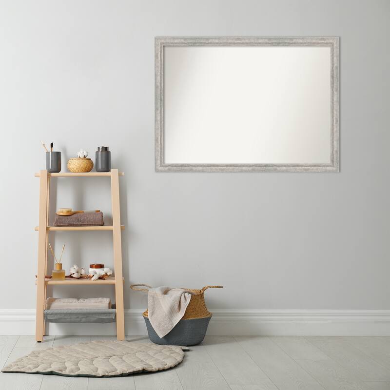 Angled Non-Beveled Wood Framed Bathroom Vanity Wall Mirror