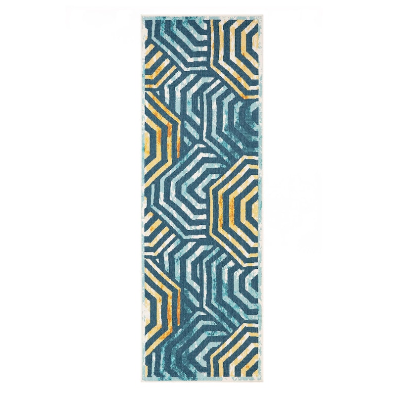 Superior Waimea Modern Geometric Coastal Indoor Outdoor Area Rug