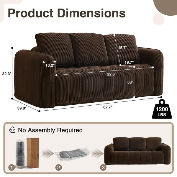 dimension image slide 2 of 9, Cloud Sofa Corduroy Deep Seat Couch Oversized Compression Loveseat Sofa