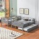 preview thumbnail 1 of 12, Twin over Full Wood Bunk Bed with Sloping Ladder,Twin Size Trundle Under,Sweden Style Gray