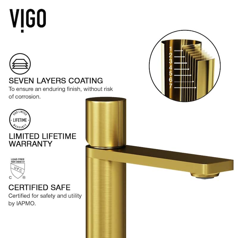 VIGO Gotham 12" H Single Handle Single Hole Bathroom Vessel Faucet