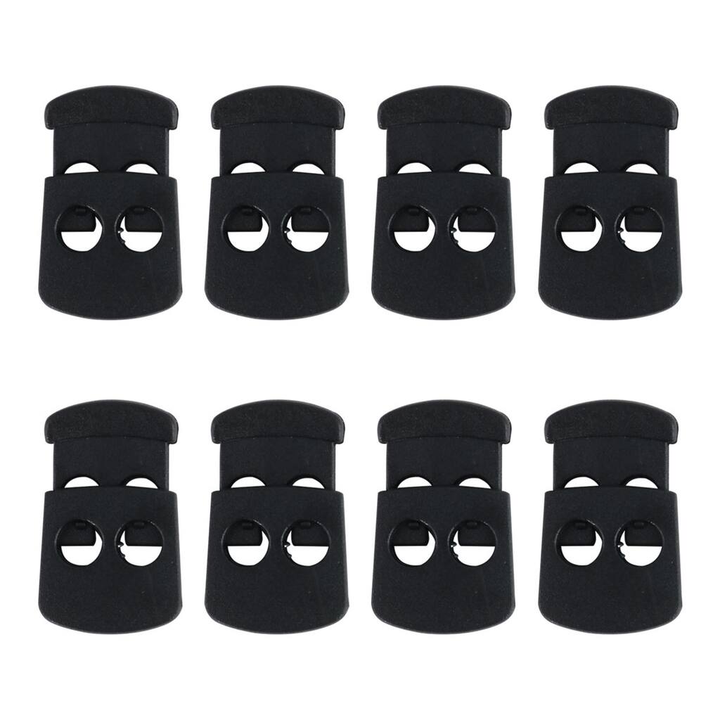 8pcs Plastic Cord Locks Stoppers End Spring Fastener Organizers Black