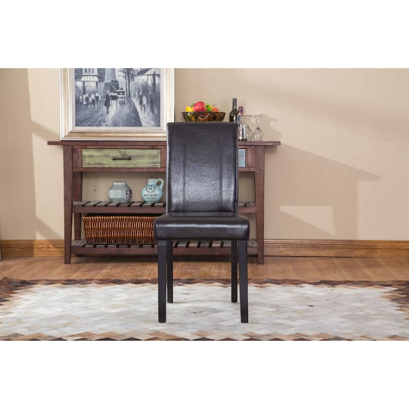 Urban Style Solid Wood Leatherette Padded Dining Chair (Set of 2)