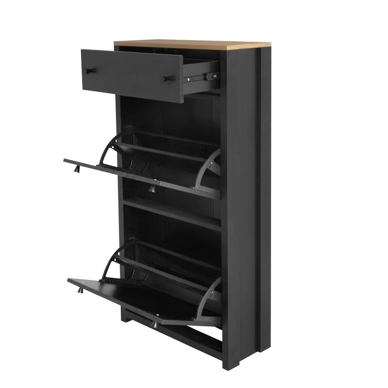 Entryway Organizer Shoe Cabinet with 2 Flip Drawers & Adjustable Panels for Storage and Organization