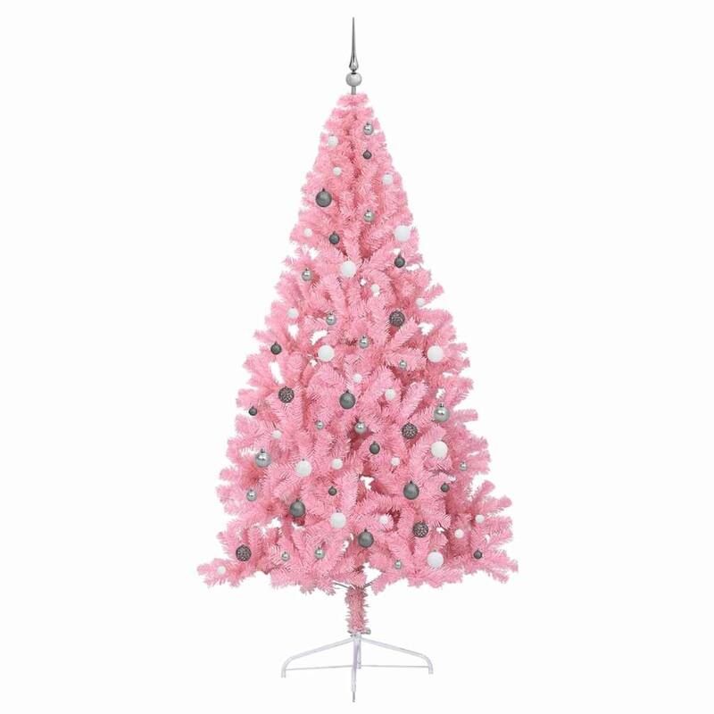 vidaXL Artificial Pre-lit Christmas Tree Pink in PVC - 59.06 in