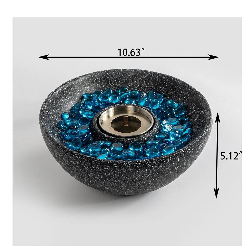 Portable Outdoor Table Top Fire Pit with Blue Glass Beads N/A Bed